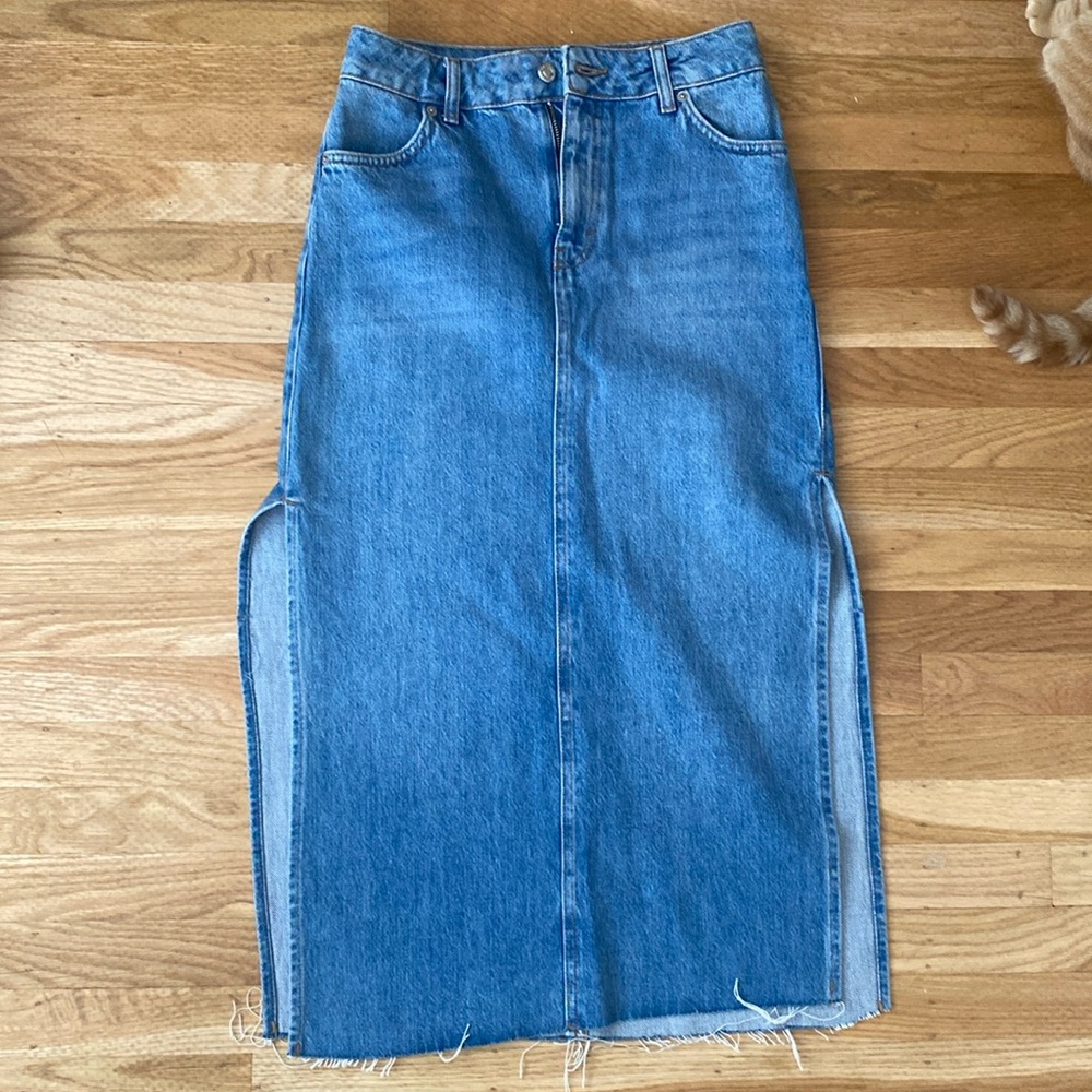 Topshop Denim Maxi Skirt - Size 4